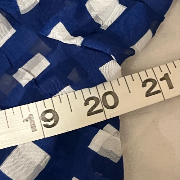 IC BY CONNIE K Sheer Subtle Navy, White Checkered Ruffle Collar Jacket Top - Picture 8 of 9